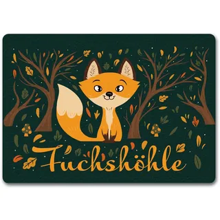 speecheese Fußmatte in 35x50 cm ohne Rand mit niedlichem Fuchs im Wald und Herbst Motiven - Fuchshöhle als Geschenk im Comic Design für Kinder oder Erwachsene die Ihr Zimmer lieben wie eine