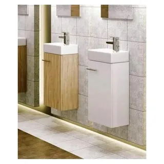 Waschtisch und Spiegel Badmöbel Set für Gäste-WC 50 x 70 x 23 cm Eiche