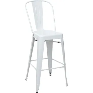 Barhocker HWC-A73, Barstuhl Tresenhocker mit Lehne, Metall Industriedesign weiß - Weiß