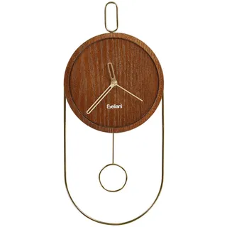 Beliani Wanduhr Dunkler Holzfarbton/Gold Sierre , Dunkelbraun, Goldfarben , Holzwerkstoff , 20x45x3 cm , Dekoration, Uhren, Wanduhren