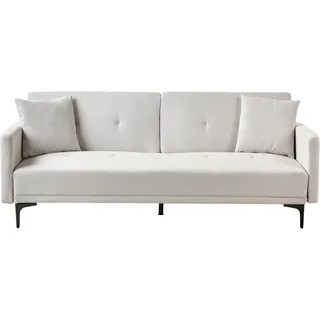 Beliani Schlafsofa 3-Sitzer LUCAN Stoff Hellbeige