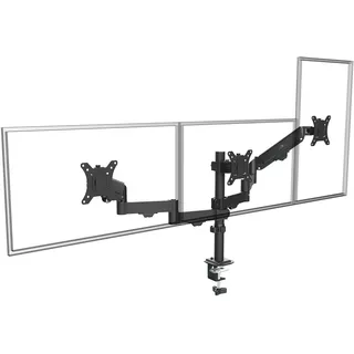 Maclean Brackets MC-137 Halterung Für 3 Monitore 17-27'' Mit Gasfedern Höhenverstellbar Schwenkbar Neigbar Robuste Stahlkonstruktion VESA 75x75 100x100 Kabelmanagement Schwarz