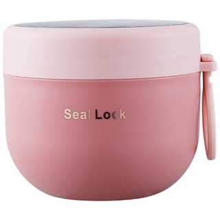 bainuote Müsli To Go Becher 600ml Joghurtbecher Auslaufsicherer Müslibecher To Go Porridge Becher PP Lunchbox to go mit Klapp-Löffel für Jedes Frühstück Mittagessen-Pink