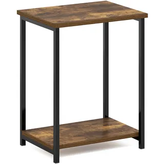 Furinno Simplistic Industrial Beistelltisch mit Metallrahmen, 1er-Pack, Amber Pine