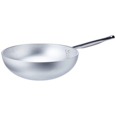 Pentole Agnelli Wok Induktion, Aluminium, mit Boden, Griff aus Edelstahl, Silber 28 cm Silber/schwarz