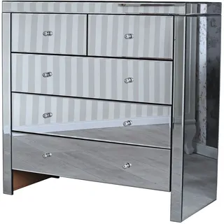 Kommode verspiegelt Wäschekommode Silber Schubladenschrank Glaskommode Anrichte
