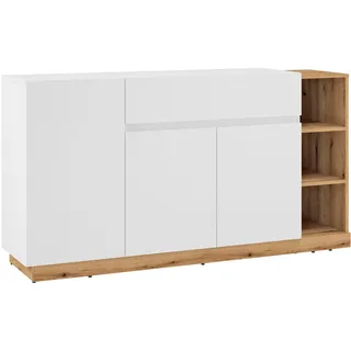 Kommode Bristol Sideboard 163x40x86cm Farbe wählbar,Weiß / Evoke Eiche - Weiß