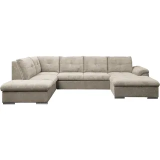 Wohnlandschaft WERK2 "Arena, B/T: 339/220 cm breit, moderner, einladender Sitzkomfort", beige, B:339cm H:97cm T:220cm, 100% Polyester, Sofas, Wohnlandschaft, mit Schlaffunktion und Bettkasten, U-Form