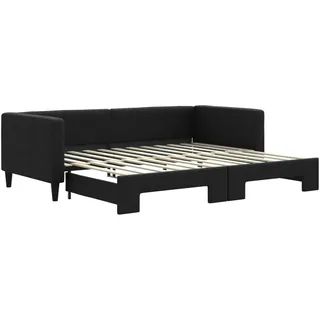 vidaXL Tagesbett Ausziehbar Schwarz 90x200 cm Stoff - Schwarz