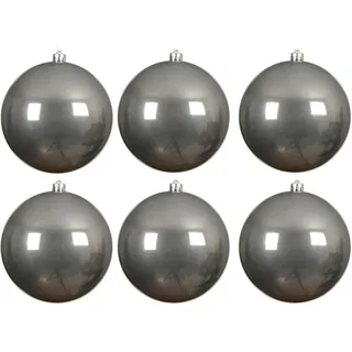 6 x Weihnachtskugeln aus Kunststoff (6 x Ø 14 cm/Warm Grau) | Für den Innen- und Außenbereich – Wetterfest – Bruchsicher Outdoor Christbaumkugeln Weihnachtsbaumkugeln Baumkugeln