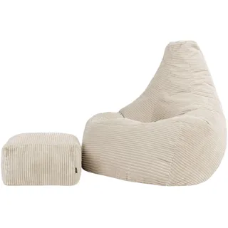 I.C.O.N. Icon Dalton XXL Sitzsack Cord und Hocker mit Füllung, Beige