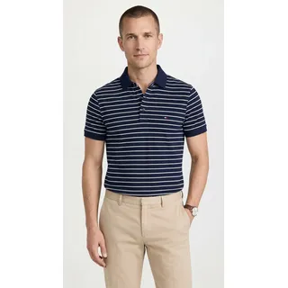 Poloshirt TOMMY HILFIGER "1985 SLIM POLO", Herren, Gr. XXL, blau (carbon navy, ivory petal), Piqué, Obermaterial: 96% Baumwolle, 4% Elasthan, Shirts Poloshirt, Markenstickerei, aus Baumwoll-Piqué