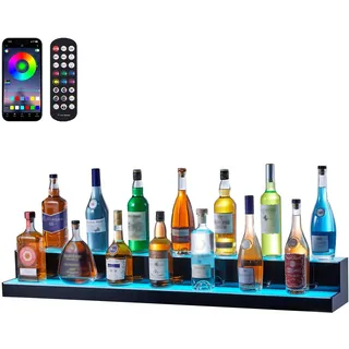 Vevor Barregal Weinregal, LED Beleuchtung Wandmontage 2-stufig 121cm Display