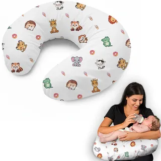 Stillkissen Klein für Neugeborene Kleines Stillkissen mit Bezug aus 100% Baumwolle und Weicher Füllung Stillhörnchen Baby Ergonomische Rückenstütze Geschenkidee für Junge Mütter und Schwangere