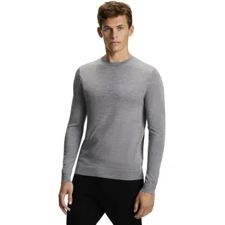 FALKE Herren Pullover Basic Crew Neck Wool M PU Wolle weich hautfreundlich 1 Stück, Grau (Light Grey Melange 3390), L