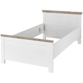 furn.design Bett "Rovola" Pinie weiß / Oslo Pinie Landhaus Einzelbett Liegefläche 100 x 200 cm - Weiß, Naturbelassen