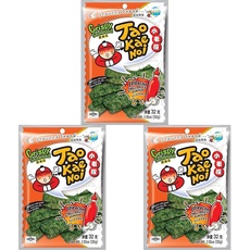 Tao Kae Noi Crispy Seaweed Snack Sriracha, knuspriger Algensnack, 32 g (Packung mit 3)