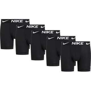 Boxer NIKE UNDERWEAR "BOXER BRIEF 5PK", Herren, Gr. L, schwarz, Jersey, Obermaterial: 92% Polyester, 8% Elasthan, kontrastfarbene Details, unifarben, körpernah, Unterhosen Boxer, mit Logo-Elastikbund, Topseller