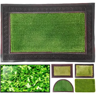 LUCA HOME Fußmatte für Hauseingang, 40 x 63 cm, aus Gummi und Kunstrasen, rutschfeste Unterseite, einfache Reinigung, saugfähige Fußmatte, für den Innen- und Außenbereich
