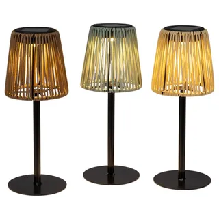 3er Solar LED Gartenlampe Rattan Optik Solarleuchten Außen Outdoor - Bunt