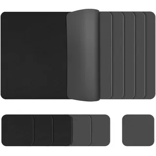 KitchenBoss Tischsets Abwaschbar Platzsets Doppelseitige Platzdeckchen | 6er Set Platzset mit Untersetzer Wasserdichte Rutschfeste Tischsets Lederoptik Schwarz/Grau