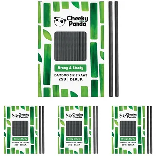 The Cheeky Panda Bambus Strohhalme Papier | 250 x Cocktail Strohhalme | Stark und Langlebig (Packung mit 4)