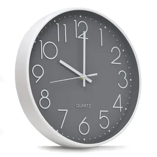 Joeji's Kitchen Schöne Wanduhr 30cm - Grau Ohne Tickgeräusche - Küchenuhr Schlafzimmer Salon Wand Uhr