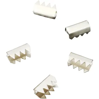 100 Kordelklammern zur Fertigung von Ringen, 9 x 4,4 x 5,5 mm, vernickelt, Stahl, silber