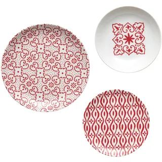 Guzzini - LE MAIOLICHE Set mit 6 Tischplatten, Esstellern, tiefen Teller, Obst-/Desserttellern - Rot glänzend - 10290931