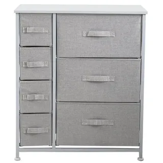 Svita ARI Metall-Regal mit Stoffschubladen Aufbewahrungsschrank Sideboard Weiß - Hellgrau