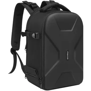MOSISO Kamerarucksäck,DSLR/SLR/Spiegellose Schutz Einfügen Fotografie Kameratasche Voll Geöffnet Wasserdichte Hartschale Hülle mit Stativhalter&Laptopfach,Kompatibel mit Canon/Nikon/Sony,Schwarz