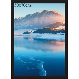DTXDTech Bilderrahmen 50x70cm, Rahmen Schwarz Holz, 50 x 70 Fotorahmen, Bilderrahmen für 50x70 Druck, Schlafzimmer und Wohnzimmer Dekoration