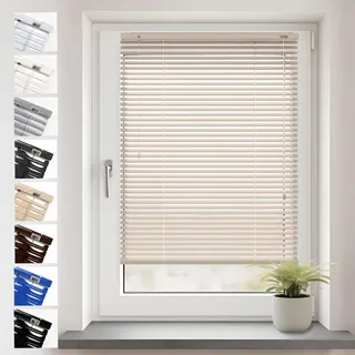 Sonello Aluminium Jalousien Fenster Ohne Bohren 65x175cm Creme Klemmfix | Blickdicht, Sichtschutz, Sonnenschutz für Fenster/Türen, Schalosien, Montage mit und ohne Bohren, Jalousien mit Klemmklips