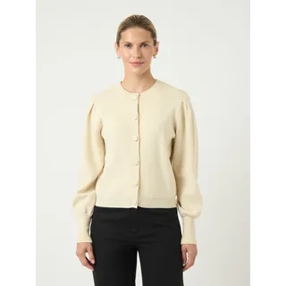 Cardigan Y.A.S "YASFONNY LS KNIT CARDIGAN S. NOOS", Damen, Gr. XL, beige (birch), Strick, Obermaterial: 72% Viskose, 28% Polyester, unifarben, regular fit kurz, Rundhals, Strickbündchen, Strickjacken Cardigan