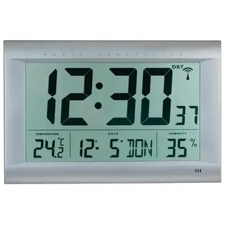 Peweta Digitale Funkwanduhr 41,0 cm DCF77 silber