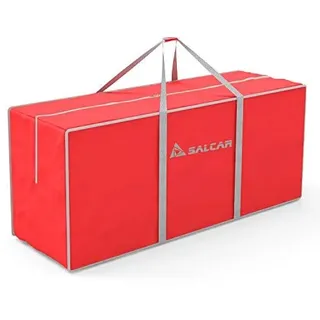 salcar Weihnachtsbaum Aufbewahrungtasche, 130cm Reißfest Wasserdicht Reisetasche, Faltbar Kleideraufbewahrung mit Verstärktem Griff, für Bettwäsche, Bettdecken und Kissen Trage Tasche Bettzeug, Rot