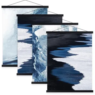 Sanauto 4 Set A1 Posterleiste Posterschiene Posterleisten, Magnet Magnetische Holz Poster Aufhänger Halter Rahmen Leisten Bilder Bild Bilderleiste Bilderrahmen 60x90 61x91.5(61cm,Schwarz,4 Packungen)