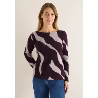 Cecil Strickpullover mit grafischem Muster Eggplant Rot XXL