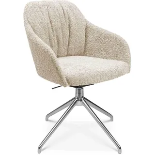 Set One by Musterring Armlehnstuhl Creme, Schwarz, Drehkreuz, 57x86x61.5 cm, Stoffauswahl, Typenauswahl, Sitzfläche 360° drehbar, Esszimmer, Stühle, Esszimmerstühle, Armlehnenstühle