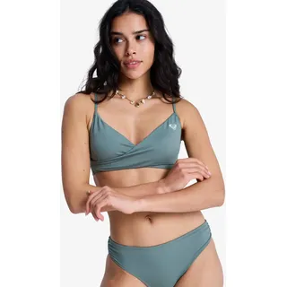 Bustier-Bikini-Top ROXY "SD ESHORT SLEEVEENTIALS WRAP BRA", Damen, Gr. M (38), N-Gr, grün (agave grün), Elasthan, Polyester, unifarben, Bikini-Oberteile Bustier-Bikini-Top, Bustier-Schnitt, ohne Bügel, schnell trocknend, elastisches Material