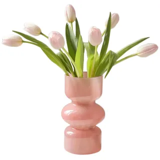 KOOMUAO Blumenvase Glas,Kreative Blumenvase Bubble Vasen Deko, Moderne Glasvasen Klein Hydroponic Tulpenvase,Kleine Vasen für Tischdeko,Glasvase für Haus/Büro/Hochzeit/Party (Rosa)