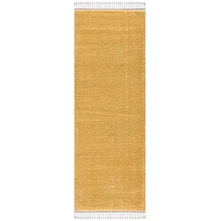 Carpet City Hochflor-Teppich »Pulpy 100« rechteckig 30 mm Höhe Läufer, weich, mit Fransen, uni, viele Größen, Wohnzimmer, Schafzimmer, gelb