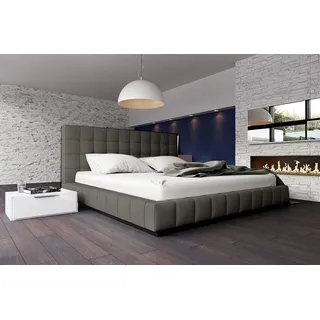 Designer Polsterbett Bett Betten Lederbett Doppelbett Ehebett Designerbett NEU JVmoebel - Grau