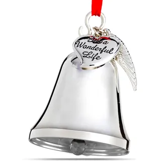 Klikel Weihnachtsglocke mit Engelsflügeln und Herzanhängern - Es ist EIN wundervolles Leben - Gedenkgeschenk