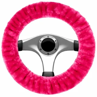 Walser Lenkradbezug Teddy Plüsch, Lenkradhülle Kunstfell, Plüsch-Lenkradabdeckung, Lenkradschoner Lammfell-Optik vegan pink