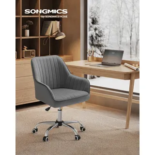 SONGMICS Schreibtischstuhl mit Samtbezug, höhenverstellbar, für Schminktisch, schiefergrau - Grau