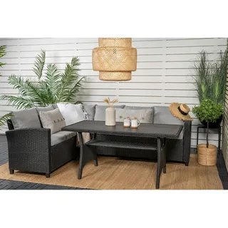 gardenson Dining-Loungeset 7-tlg. Schwarz