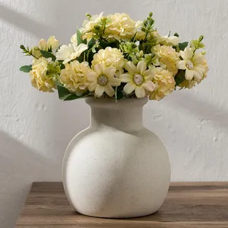 PORCER Moderne Keramikvase, 15,2 cm, Terrakotta, Boho-Dekor, Bauernhaus, Rustikale Dekoration für Heimdekoration, Wohnzimmer, Eingang, Hochzeit, Partikeloberflächen-Design, Weiß