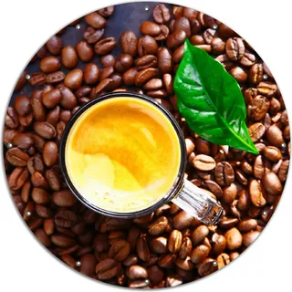 Wallario rundes Outdoor-Poster für Garten oder Balkon, Motiv Kaffee und Bohnen, 120 cm Durchmesser - Schwarz