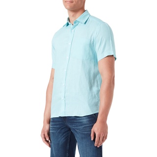 s.Oliver Men's Hemd, Kurzarm, Blue Green, L